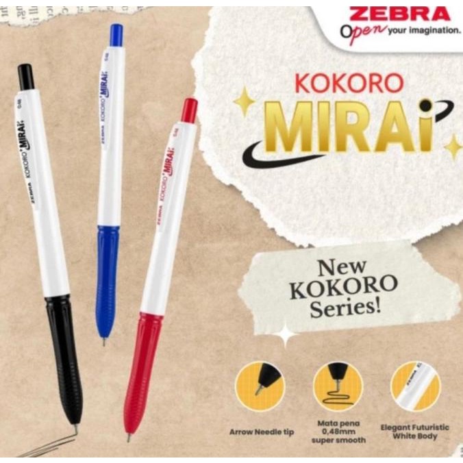 

12pcs Pulpen 0.48 Kokoro Mirai zebra gel pen needle point ATK1522KR