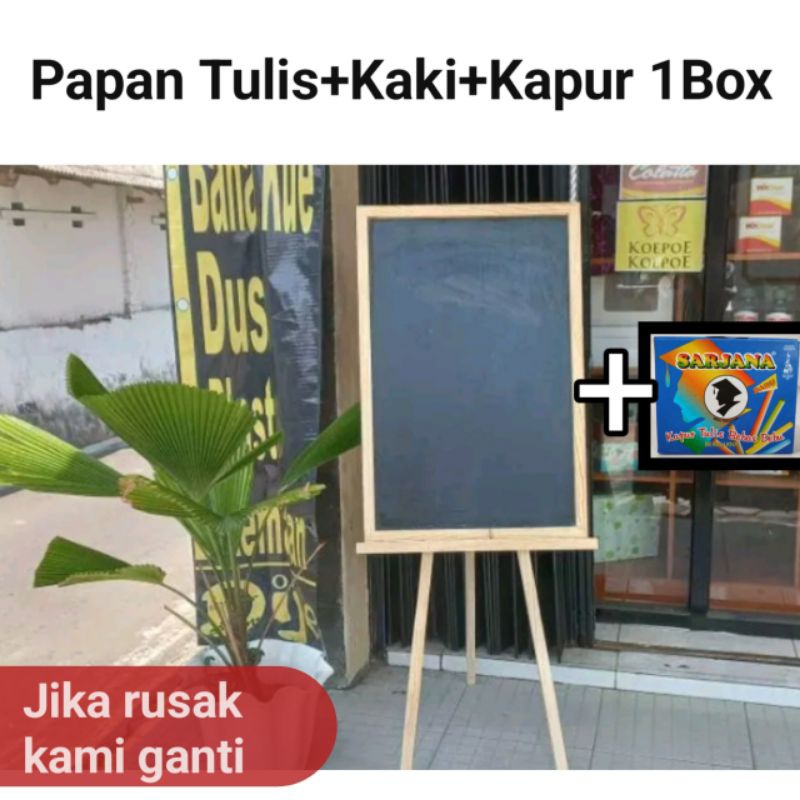 

Wah Banget ! Papan Tulis Kapur + Standing 40X60Cm, Papan Tulis Hitam, Papan Tulis Hitam