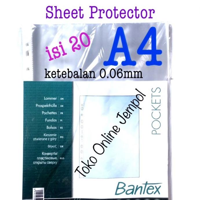 

A4 isi 20 Sheet Protector Bantex Plastik Pelindung File dok ATK1251BX