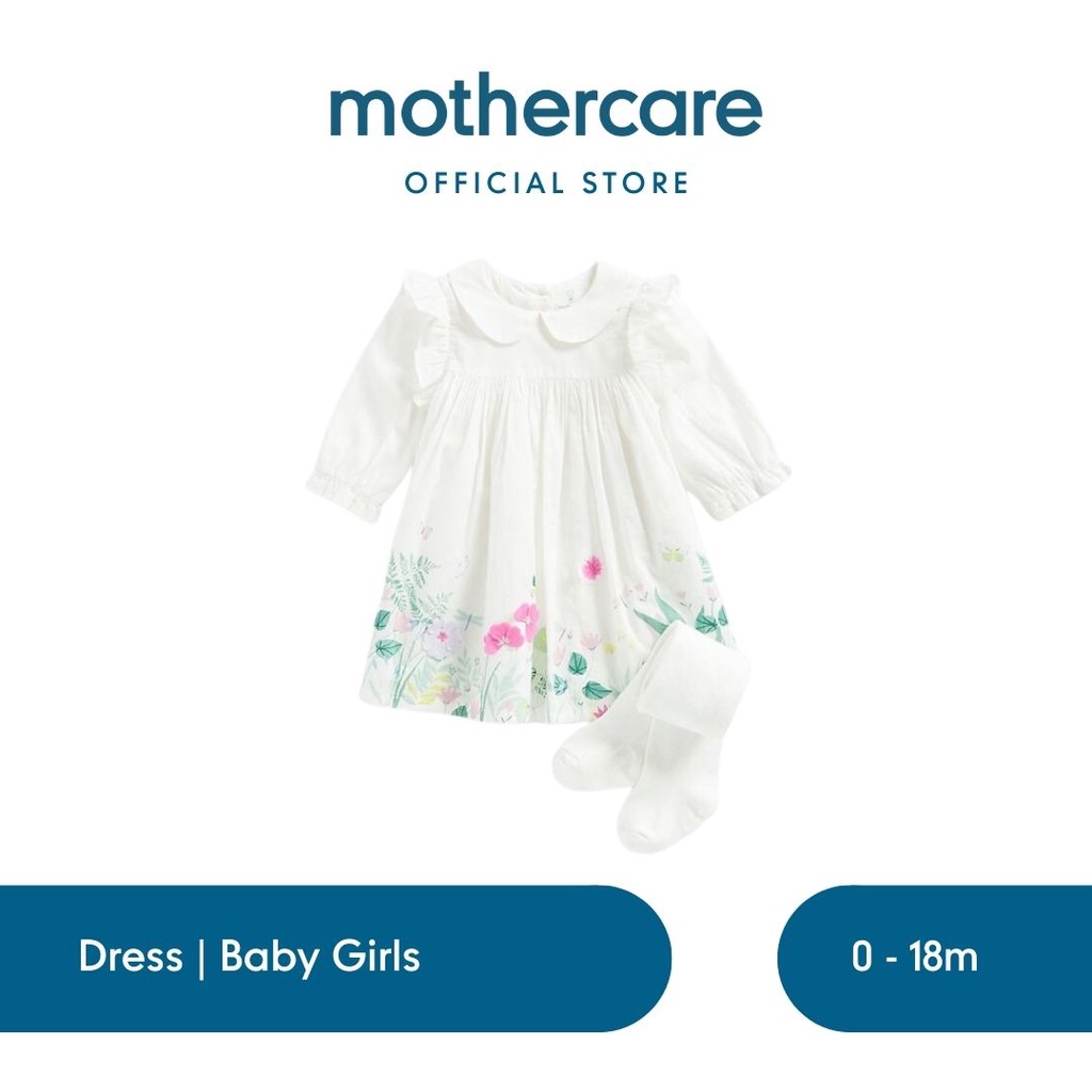 Mothercare White Occasion Dress and Tights Set - Dress Bayi Perempuan (Putih)