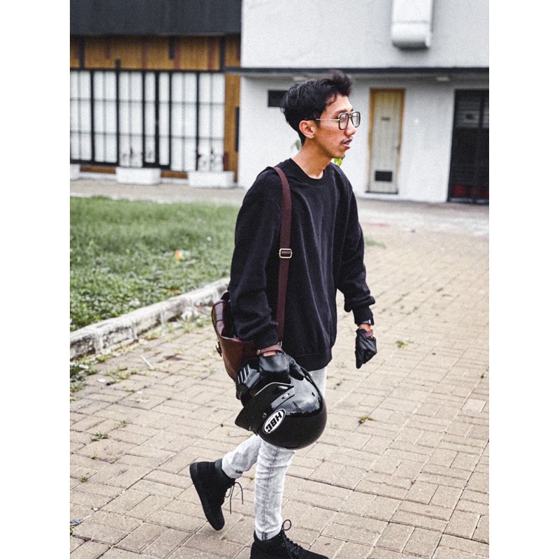 Boshelm Helm Cakil Hbc Hitam Glossy Helm Retro Full Face Sni