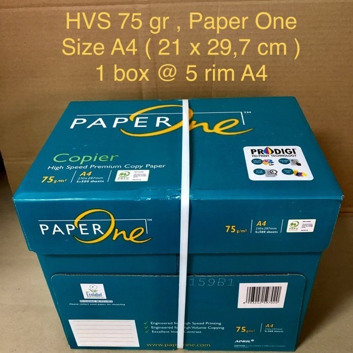 

Promo Kertas Hvs 75 Gr A4 , Paper One ( Box )