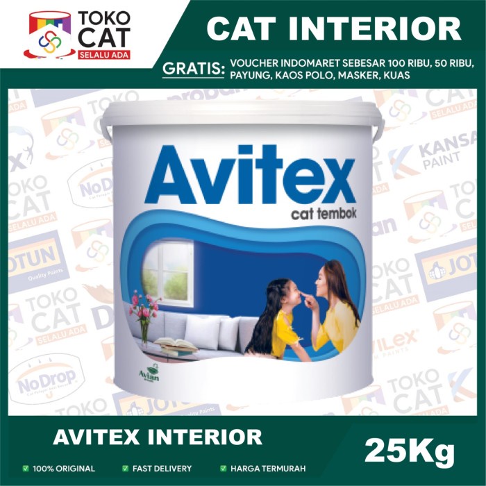 Cat Tembok Dalam Avian Avitex Interior Warna Putih 25 Kg Pail // Cat Tembok Interior
