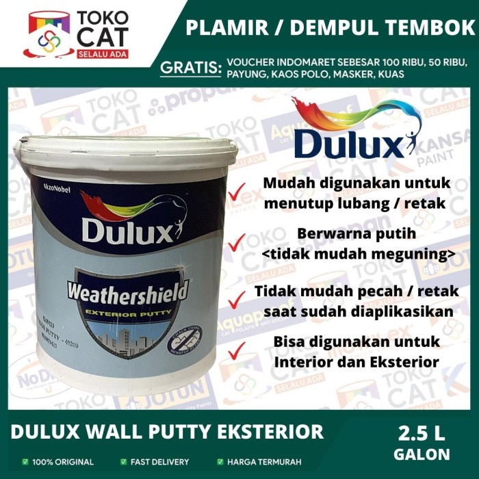 Dulux Wall Putty Exterior 3.5kg Galon / Plamir Dempul Tembok Luar //Dempul Tembok Eksterior