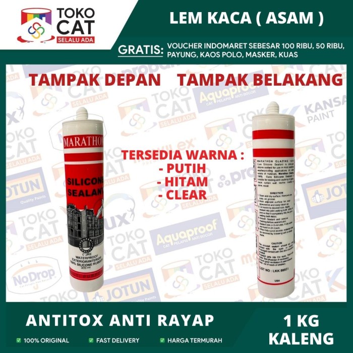 Silicone Sealant / Lem Kaca 300gr Warna : Clear/Putih/Hitam/Coklat // Lem Silicone Kaca // Lem Pemba