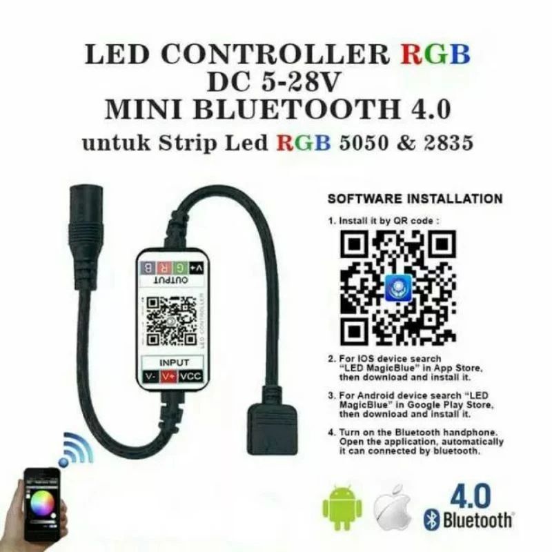Modul RGB Mini Bluetooth Controller 12v Untuk RGB 4 Pin