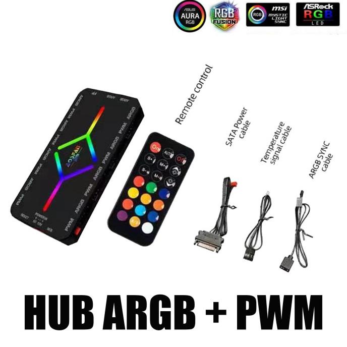 Promo Hub Pwm 4Pin + 3Pin 5V Argb + Remote Controller Cooler Fan Cable Kabel