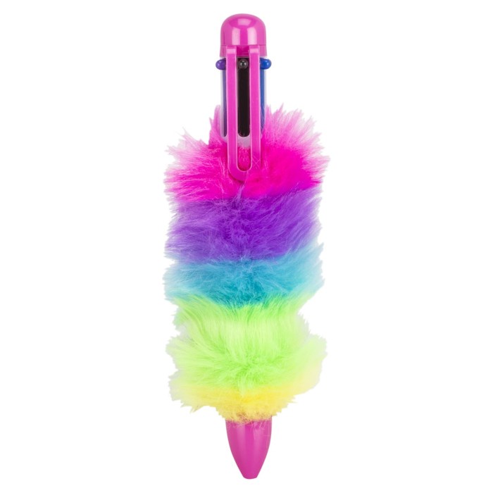 

Furry Pom Pom Pulpen Unicorn Rainbow Bulu Pen Lucu Unik Souvenir Ultah