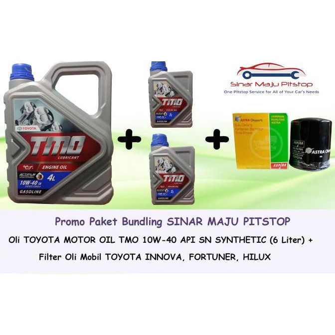 Paket Oli Mobil TMO 10W-40 (6 Liter) + Filter Oli Aspira Toyota Innova