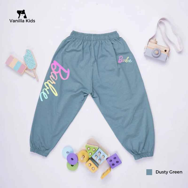 Celana joger anak perempuan motif barbie| bawahan celana panjang anak-anak| joger anak hush puppies 