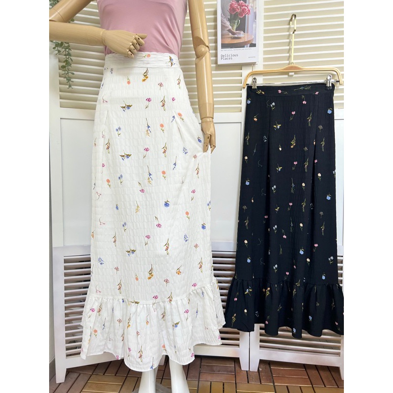 Rok Maxi Wanita // Rok Motif Bunga // Rok Style Korea // Rok Serut // Rok Tutu