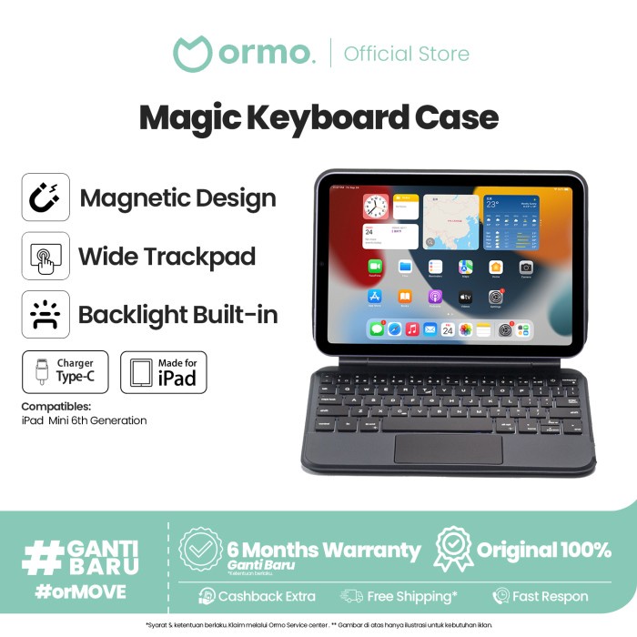 Ormo Magic Keyboard For Ipad 8.3 Inch Ipad Mini 6 Ready