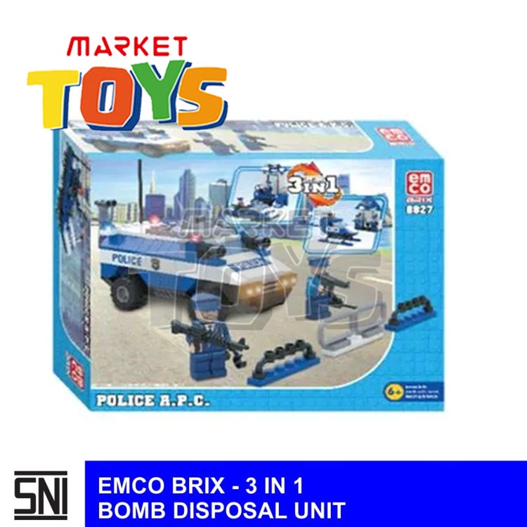 Emco Brix - Police A.P.C Mainan Anak Susun Balok Bri El Mobil Truk Polisi Anti Ricuh