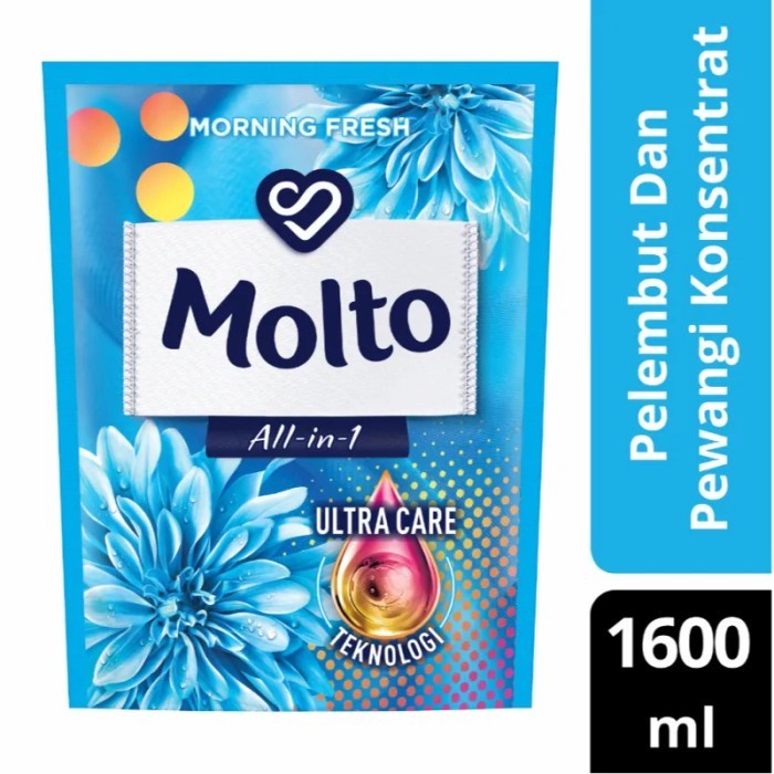 Gratis Ongkir Pewangi Pelembut Pakaian Molto Cair 1600 Ml All In 1 Biru Softener