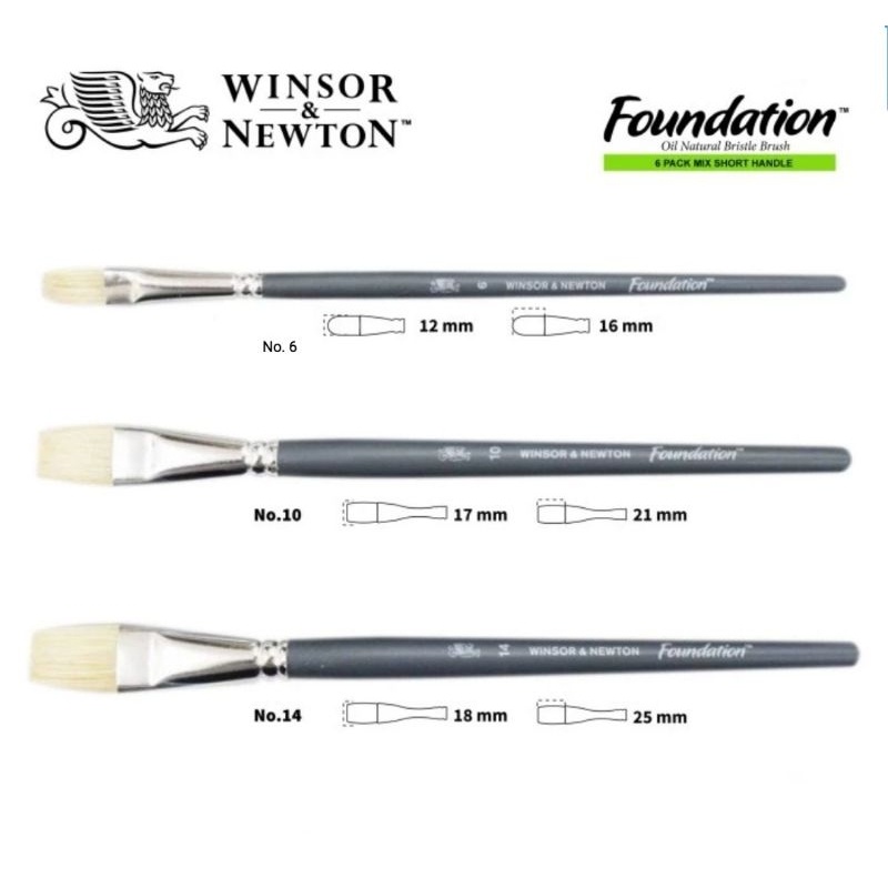 

Kuas Winsor & Newton Foundation Oil Brush Set 6 (Round,Filbert,Flat)