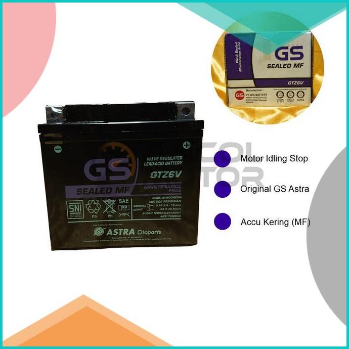 GS Astra GTZ6V MF 5Ah Aki Kering Vario 125 150 Nmax Old CB150R FU KLX