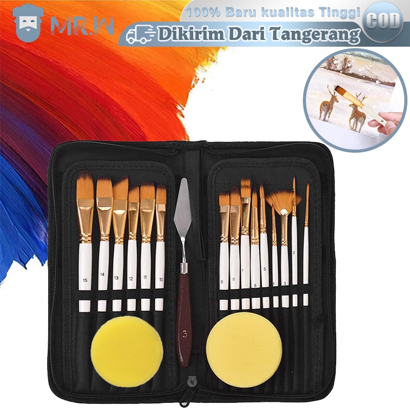 

18Pcs Kuas Alat Lukis Set/Alat Lukis Kuas Cat Air Nyak/X Kuas Lukis Set Lengkap/Art Brush Set