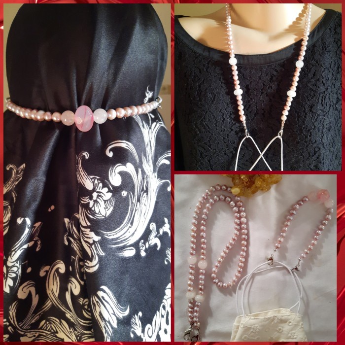 [Baru] 1 Set Strap Masker Mutiara Dan Konektor Masker Lavender Terbatas