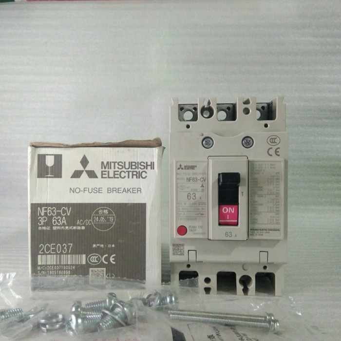 [New] Mccb Mitsubishi Nf63 Cv 3Phase 63Amper Ac/Dc Original Japan Terbatas