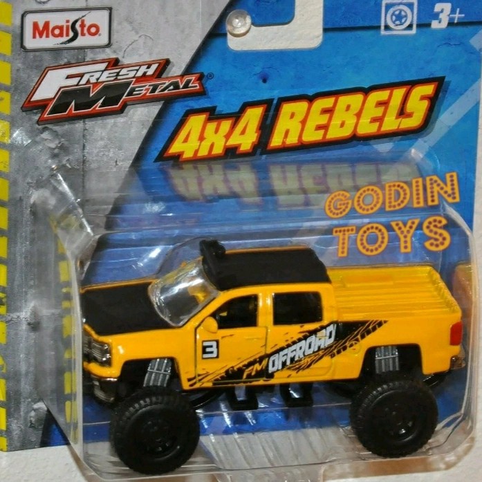 ✅COD Maisto Chevrolet Silverado Off Road 4X4 Rebels Yellow Fresh Metal Terbaru