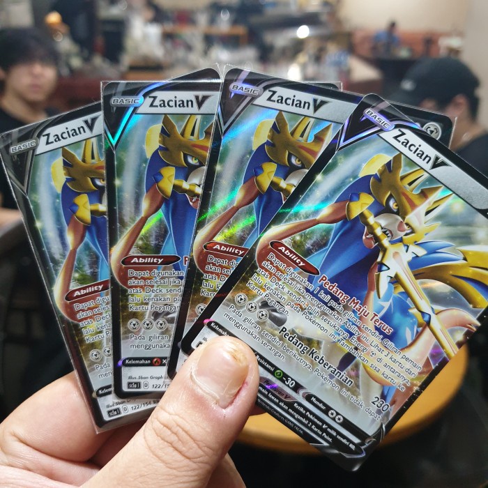✅COD Kartu Tcg Pokemon Indonesia - Zacian V Rr X1 Terbatas