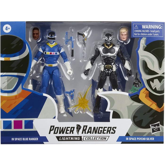 ✅Baru Hasbro Power Rangers In Space Blue Ranger Vs Silver Psycho Limited