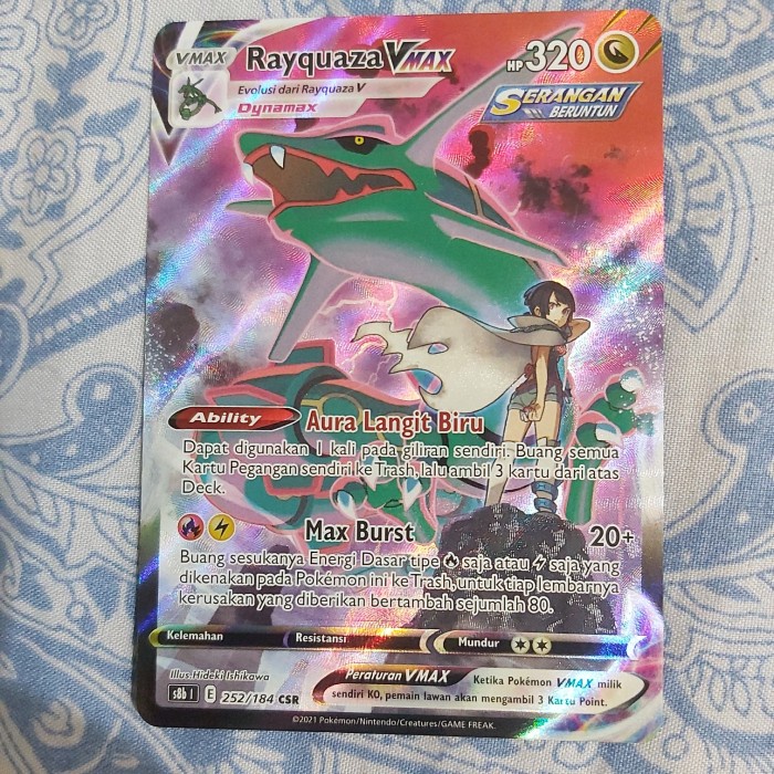 ✅COD Kartu Pokemon Tcg Indonesia - Rayquaza Vmax Csr - S8B - 252/184 Limited