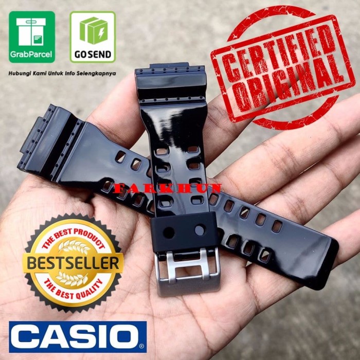 ✅New Ori Strap Rubber Ori Casio Ga100 Black Glossy Band Tali Jam Ga 100 Ga-100 Diskon