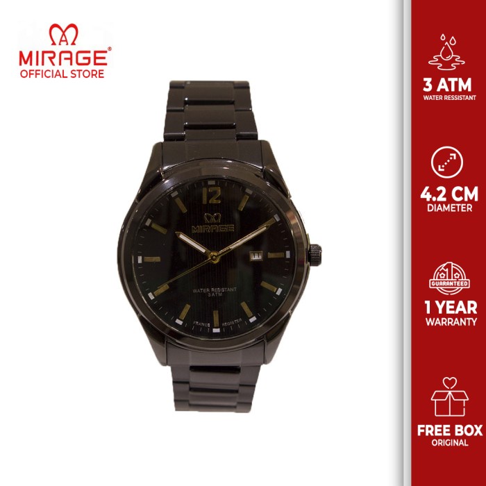 ✅New Ori Jam Tangan Mirage Pria Black 7570M-Ph Terbaru