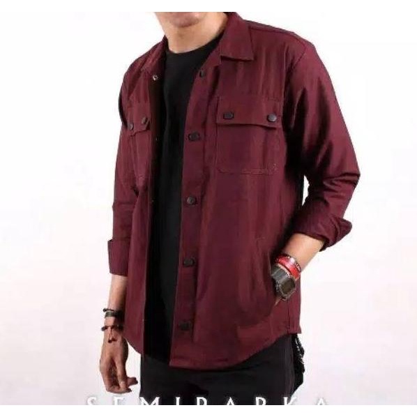 Ekslusif Jaket Kemeja Semi Parka Pria/ Outer Pria/Kemeja Canvas/Hem