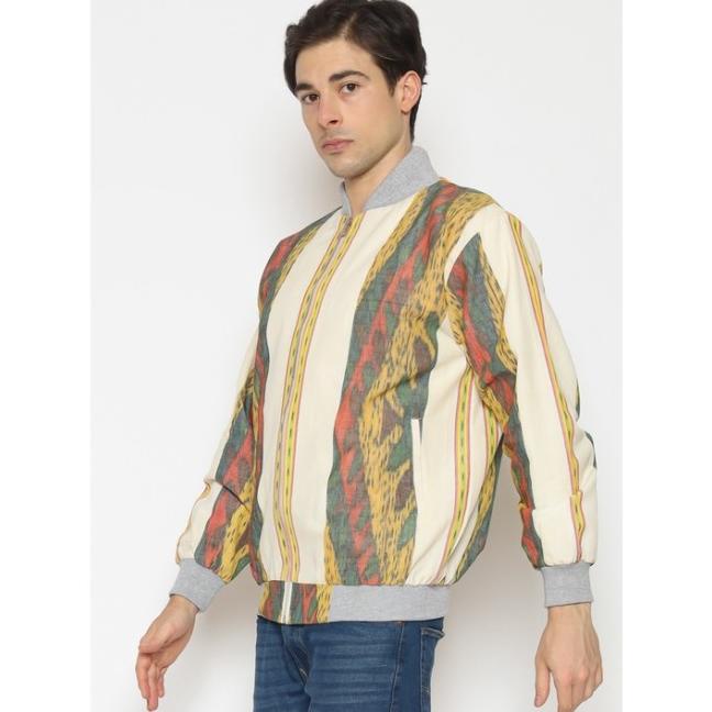 Batik Etniq Craft Suga Jacket Bomber Tenun Premium Set Masker-Yellow