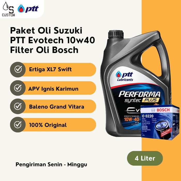 ✨Baru Paket Oli Apv Ertiga Swift Ptt 10W40 4L Api Sp  Filter Oli Berkualitas