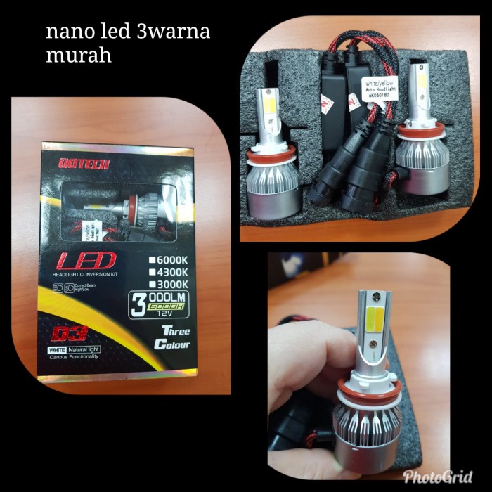 ✨COD Led 3Warna H11 Hb3 Hb4 H1 H3 H7 Dotech Diskon
