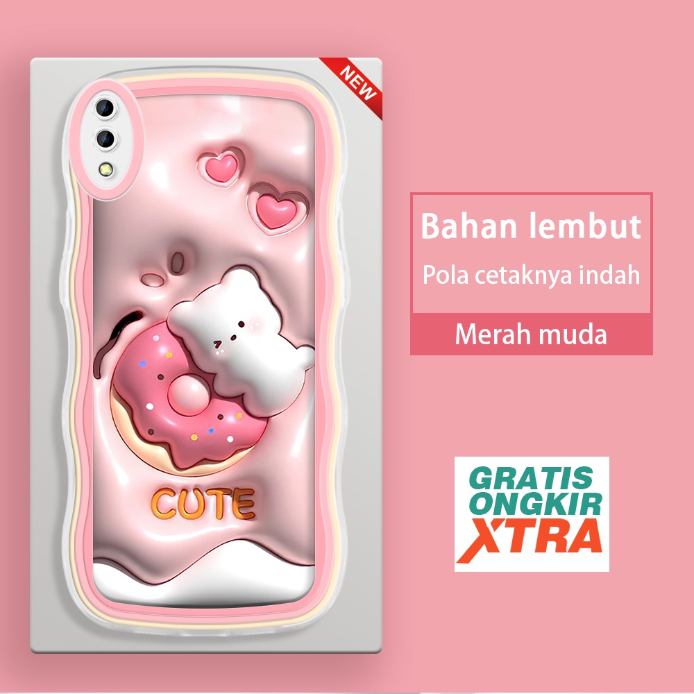 Vivo Y17S Y33T Y36I Y66 Y65 z3 z3i x9 x9s V11I V11 V5 Plus IQOO Z7X 5G  Casing Ponsel  Pola Kelinci 