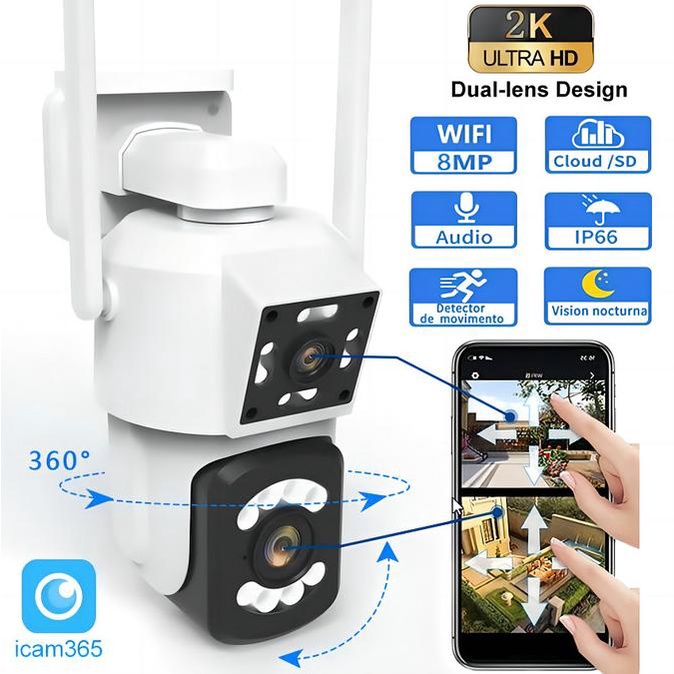 IP Camera CCTV 8MP Dual Lens 10X Zoom Outdoor Kamera Wifi Outdoor