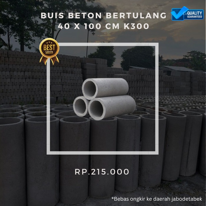 ✅Baru Buis Beton Tulang Diameter 40 X 100 Cm K-300 Berkualitas