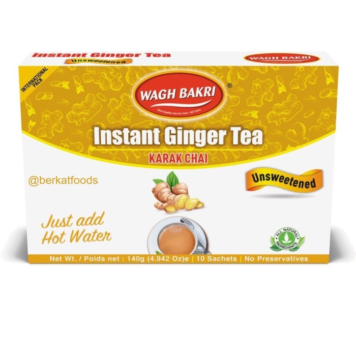 

Wagh Bakri Instant Ginger Tea Unsweetened / Karak Chai India Teh Jahe