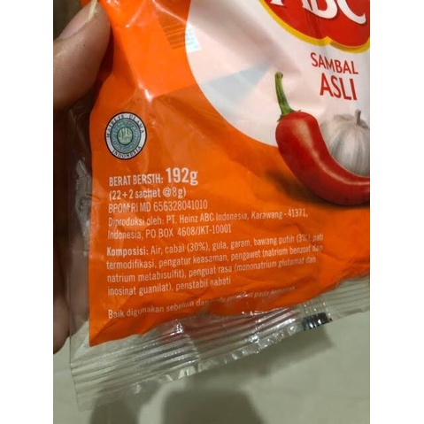 

Sambal Abc Sachet 21 X 24 X 8G Dus / Sambel Abc Bungkusan / Abc Sachet