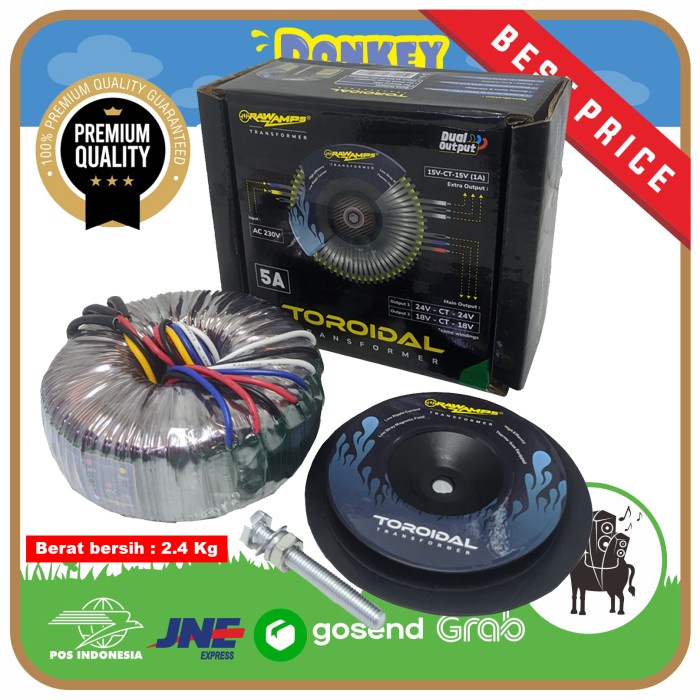 ✅New Trafo Travo Toroid 5A 18-24V Ct Travo Donat Rawamps Original Diskon