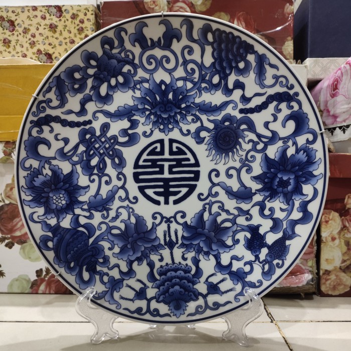 ✅Original Piring Hias Motif Biru Cina Diskon