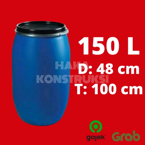 ✅Original Tong / Drum Air / Drum Tempat Sampah Plastik 150 Liter L - Biru Terbaru