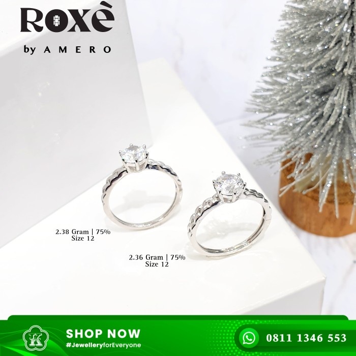 ✨Termurah Cincin Emas Putih Roxe By Amero Model Solitaire Size 12 Terbatas