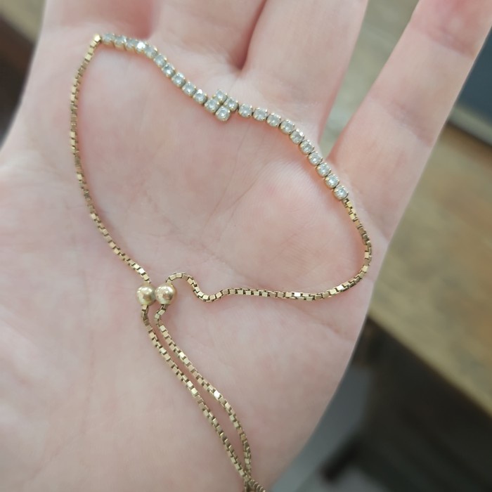 ✨Sale Gelang Serut Listring Permata Putih Smile Emas Asli 375 8K Mas Muda Berkualitas