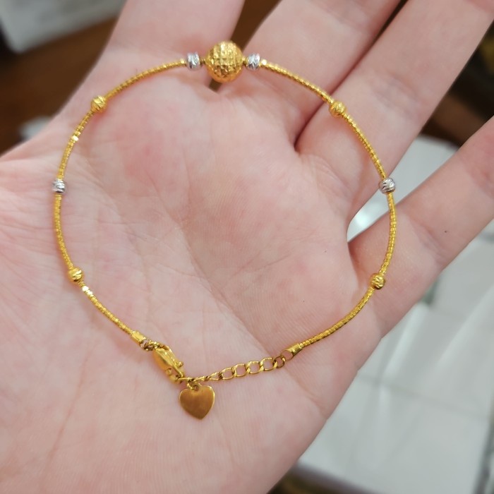 ✨Sale Bangle Gelang Kawat Choker Emas Asli 375 8K Pentol Rosegold Bola Pasir Limited