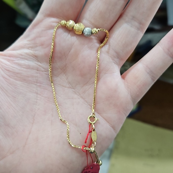 ✨Sale Gelang Serut Emas Asli Pentol Bola Kombinasi Rose Gold 700 70 16K Diskon