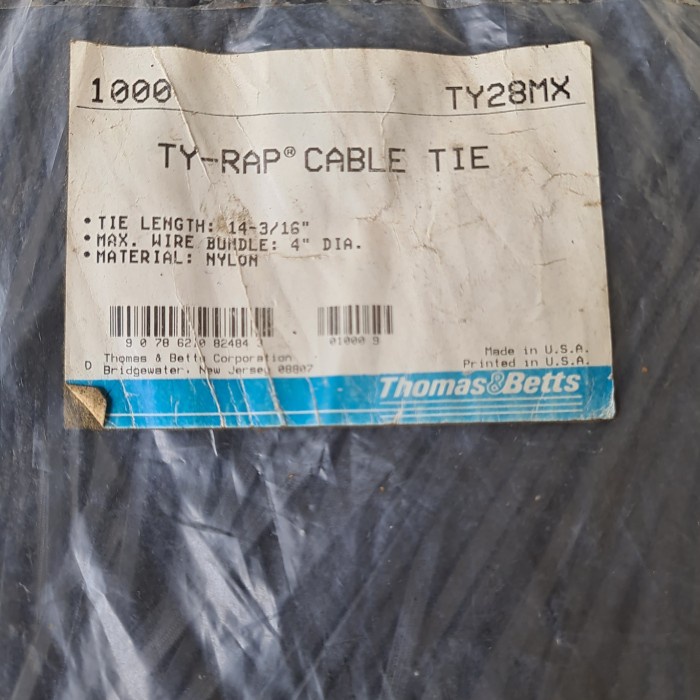 

✨Ready ThomasBetts Polyamide 6.6 Ty-Rap Cable Ties Ty28Mx 360Mm 1000Pcs Terbatas