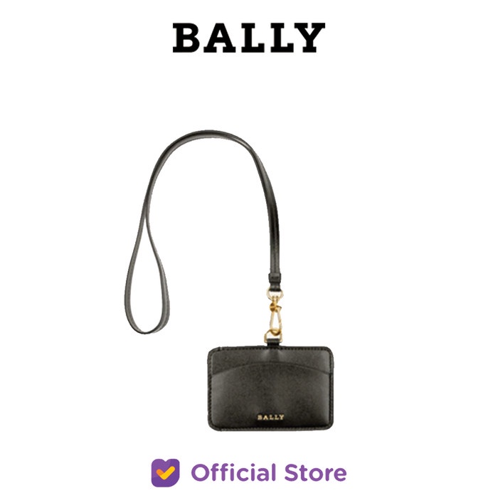 

✨Ready Bally Lilly Leather Id Holder/Name Tag - Black Diskon