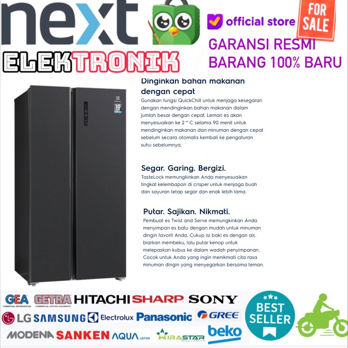 ✨Ready Electrolux Ese5401 Kulkas Side By Side Ese-5401A-Bid Terbatas
