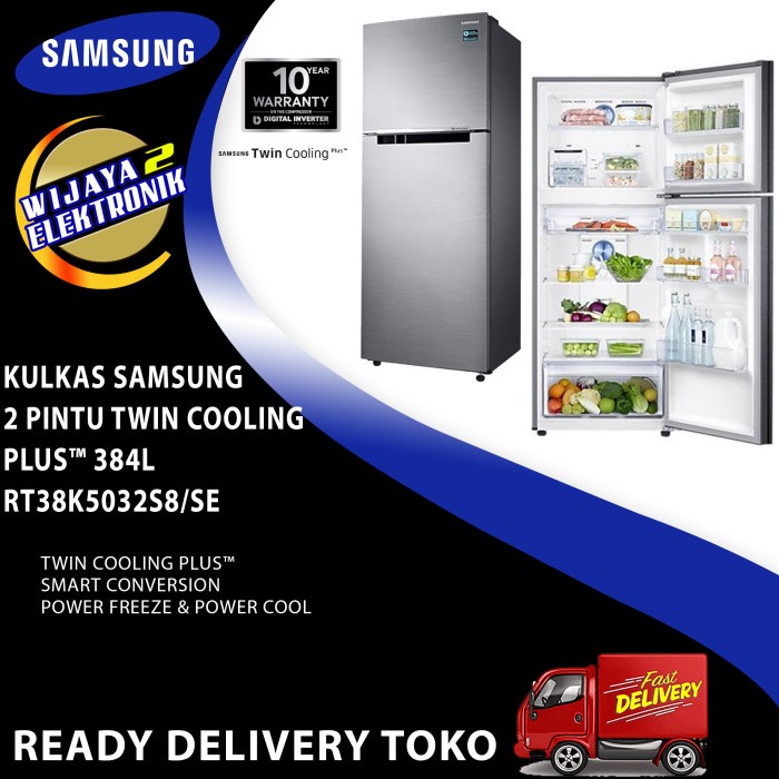 ✨Original Kulkas 2 Pintu Samsung Dengan Twin Cooling Plus™ 384L Rt38K5032S8/Se Terbatas