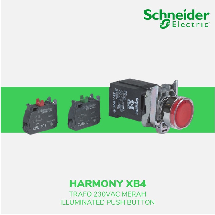 ✨Ori Schneider Electric Xb4 Illum Pushbutton Trafo 230Vac Merah Xb4Bw3445 Berkualitas